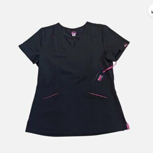 Koi Lite Women Size M Scrub Top Velocity Slim Fit Stretch Black NWT